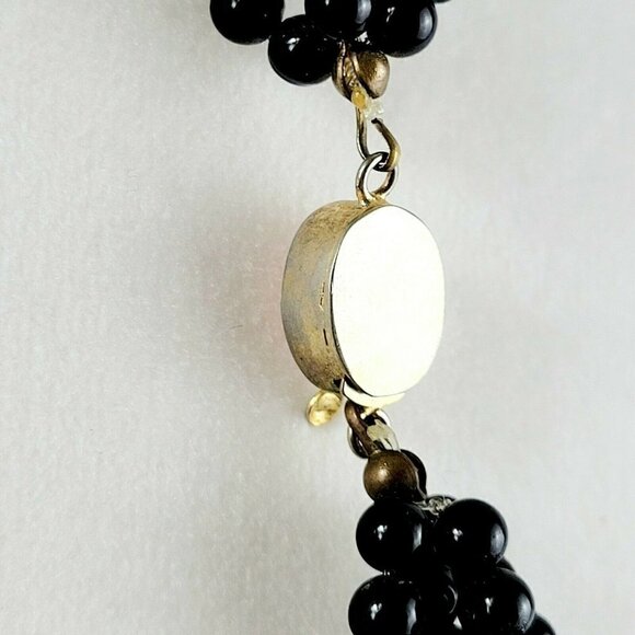 Vintage Black Agate & Angelskin Coral Multi-strand Necklace 28" 4Twisted Strands - Picture 11 of 12